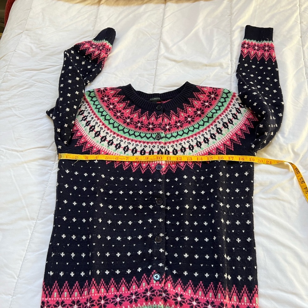 Talbots Falling Snow Fair Isle Cardigan - Picture 5 of 7